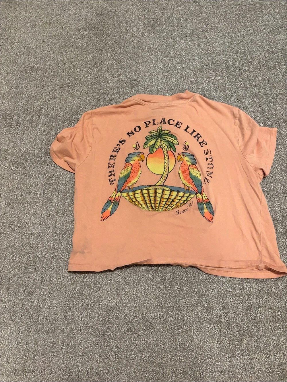 Volcom Peach Short-Sleeve Tee with Tropical Pocket Parrot